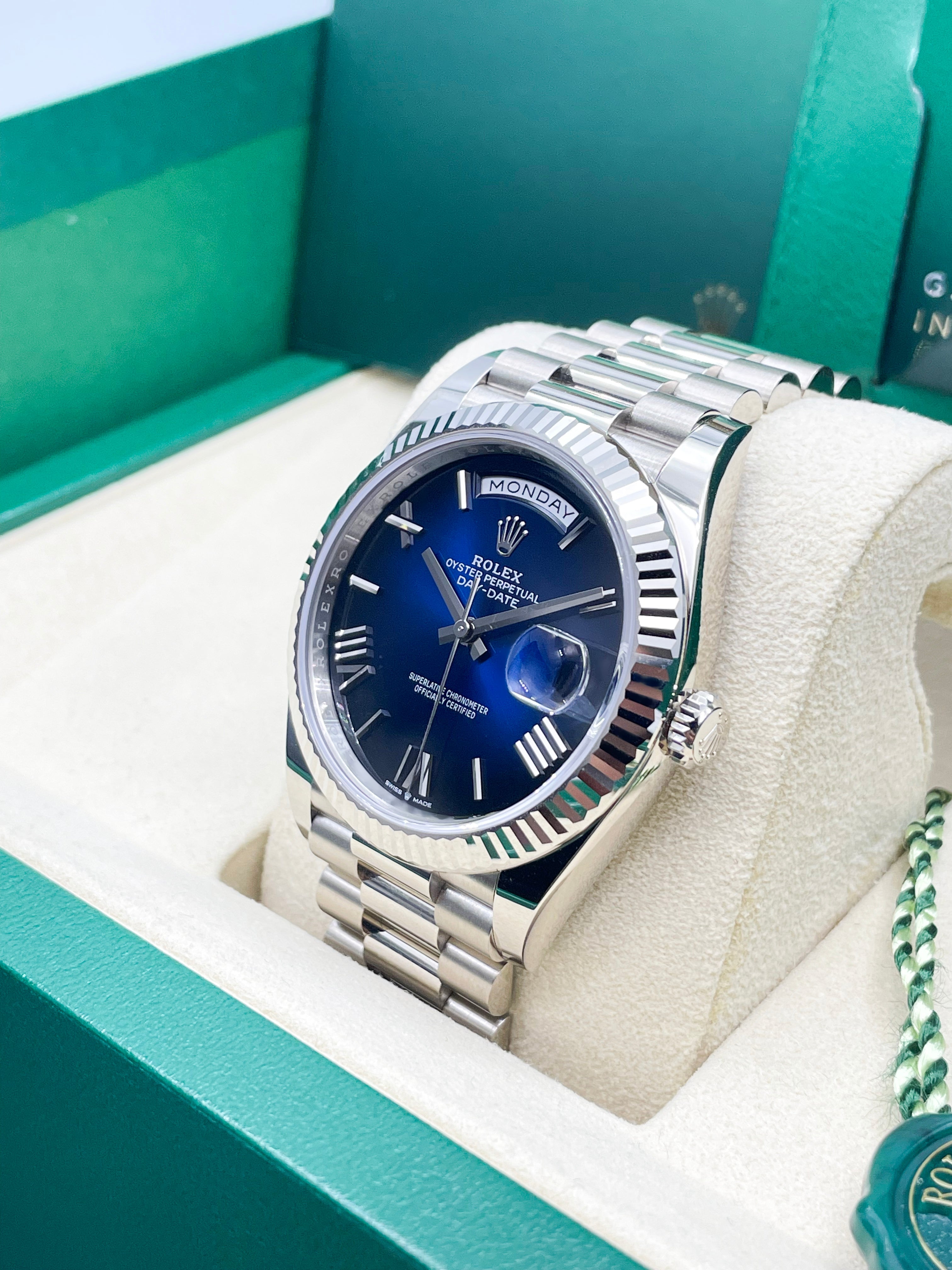 Rolex Day-Date White Gold Blue