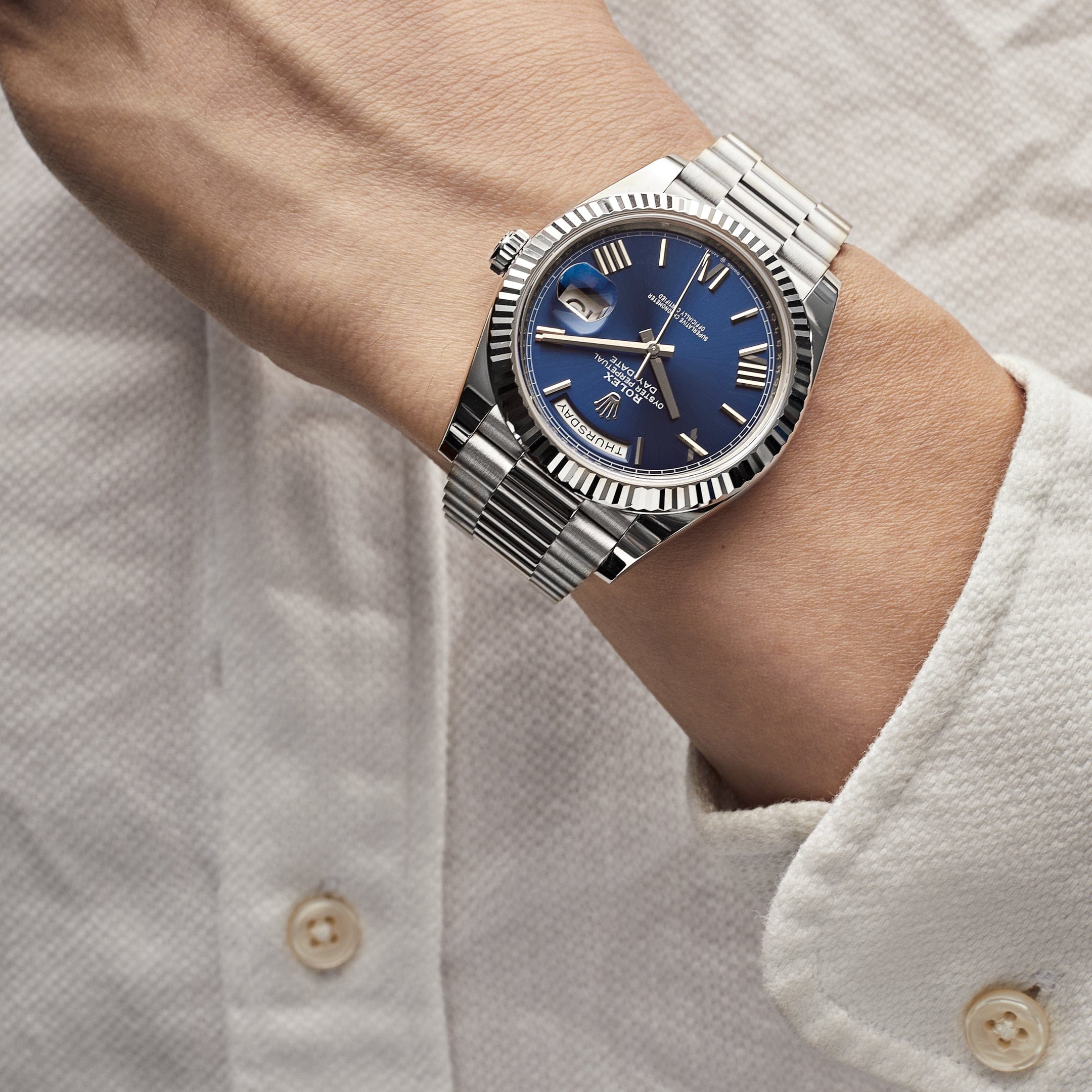 Rolex Day-Date White Gold Blue